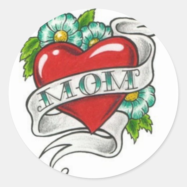 Retro Mom Tattoo Classic Round Sticker (Front)