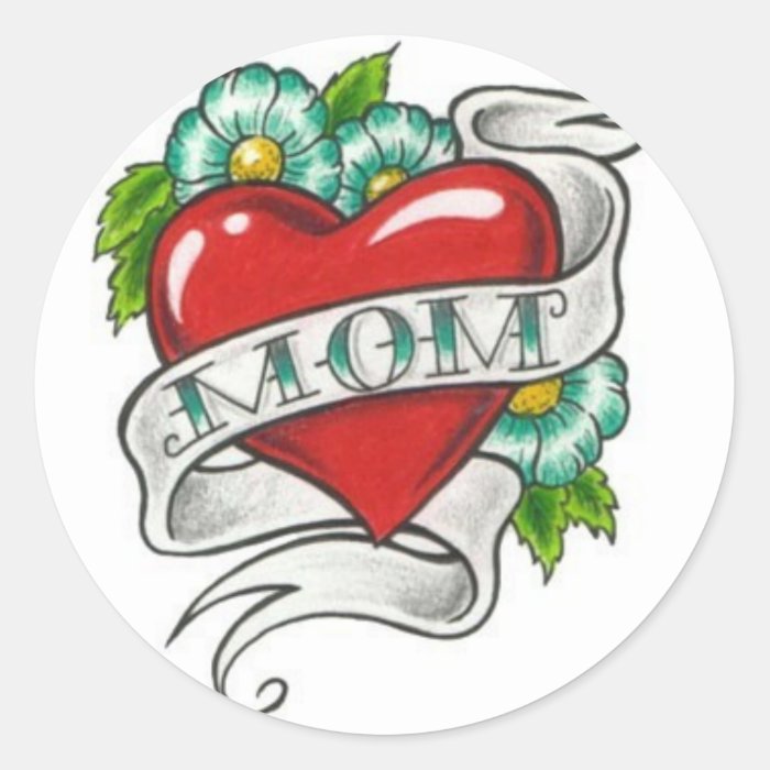 Retro Mom Tattoo Round Sticker