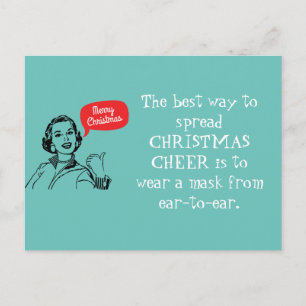 Retro Mom Wear A Mask Spread Christmas Cheer Postcard