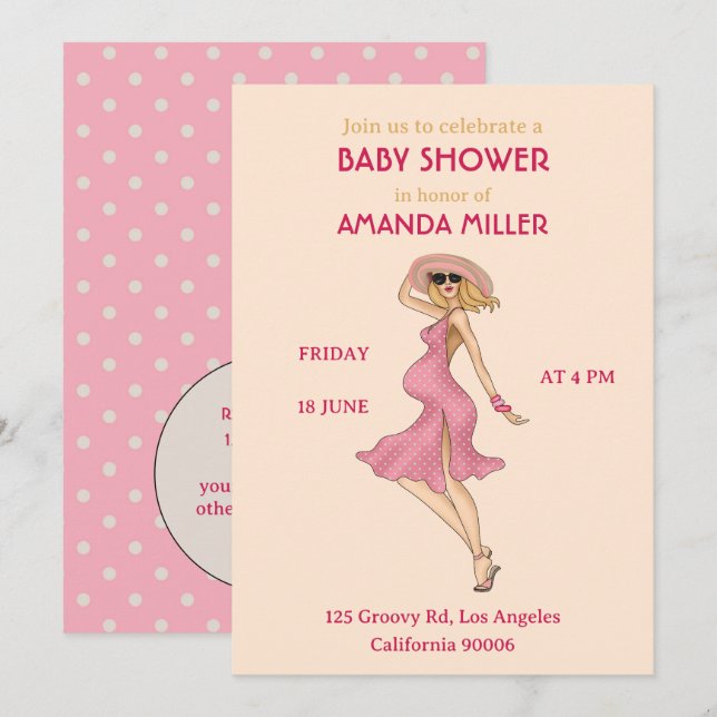 Retro Mommy Blonde Baby Shower Party Invitation (Front/Back)