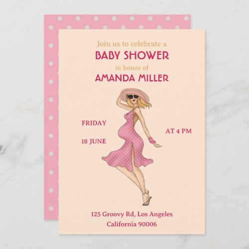 Retro Mommy Blonde Baby Shower Party Invitation