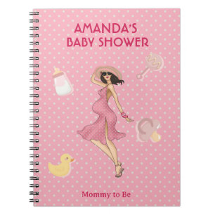 Retro Mommy Brunette 2 Baby Shower Notebook