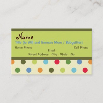 Retro Mommy Business Card by jgh96sbc at Zazzle