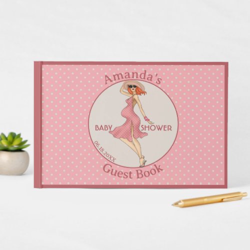 Retro Mommy Redhead Baby Shower Party  Guest Book