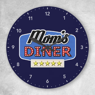 Retro Moms Diner 1950s Kitchen Decor Large Clock