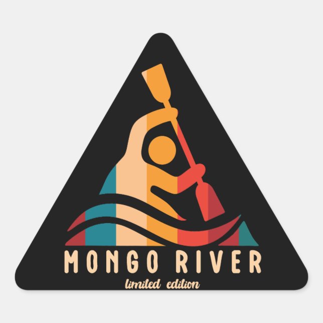 Retro Mongo River Kayaking Triangle Sticker (Front)