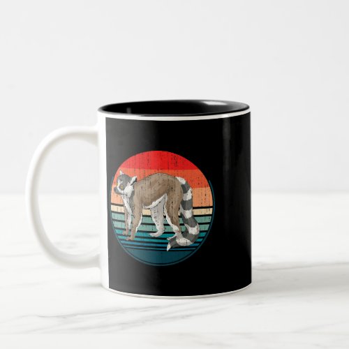 Retro Monkey Sifakas Zoo Animal Lover Madagascar L Two_Tone Coffee Mug