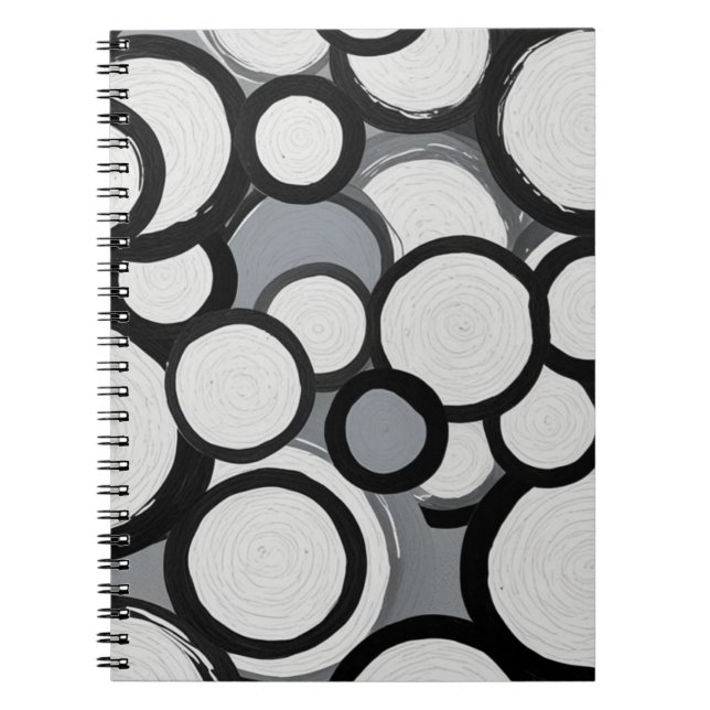 Retro Monochrome Circles Notebook (Front)