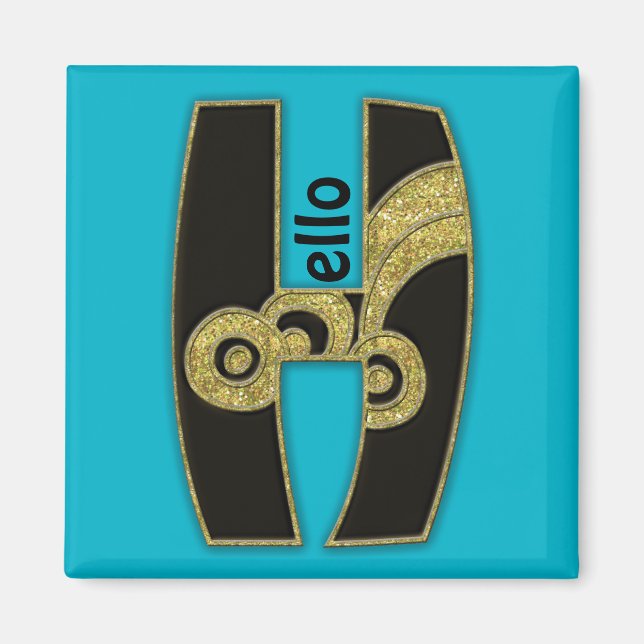 retro monogram - H Magnet (Front)