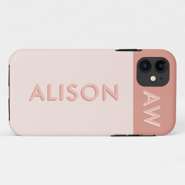 Retro monogram initial and name personalize modern Case-Mate iPhone case (Back (Horizontal))