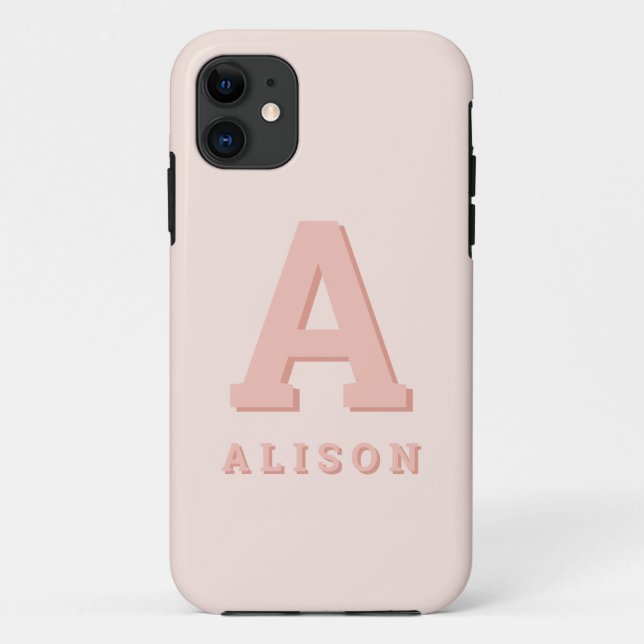 Retro monogram initial and name personalize modern Case-Mate iPhone case (Back)