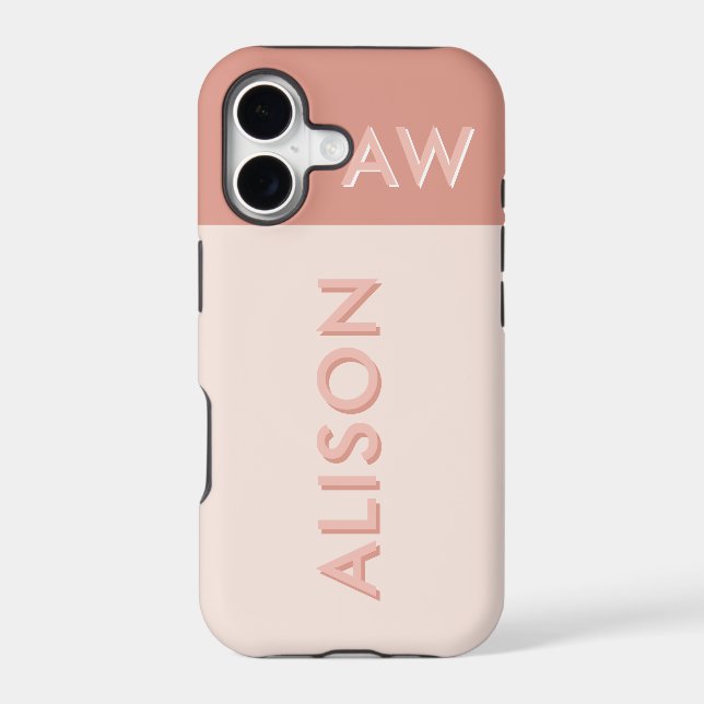 Retro monogram initial and name personalize modern iphone case (Back)