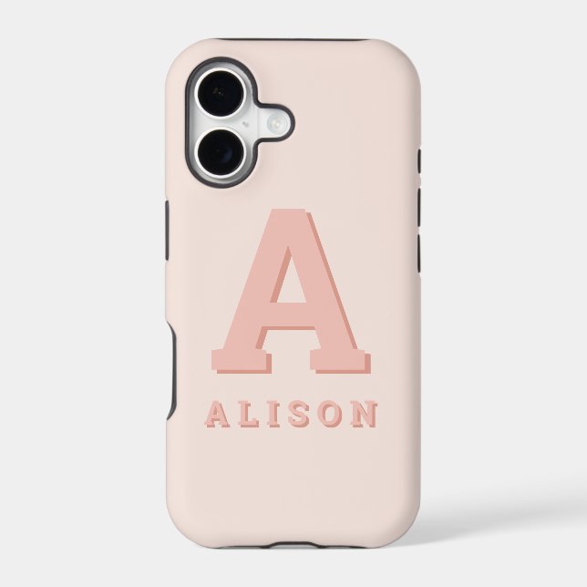 Retro monogram initial and name personalize modern iphone case (Back)