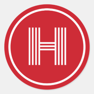 Retro Monogram Initial Venetian Red Classic Round Sticker