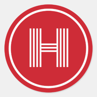 Retro Monogram Initial Venetian Red Classic Round Sticker