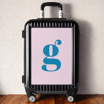 Retro Monogram Minimalist Pink Blue Luggage<br><div class="desc">Monogram in retro bold serif font.</div>