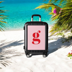 Retro Monogram Minimalist Red Pink Luggage