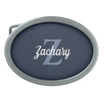 Retro Monogram Navy Blue White Belt Buckle