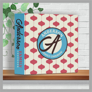 Retro monogram personalized cookbook recipe 3 ring binder