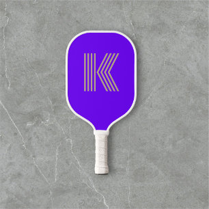 Retro Monogram Purple Pickleball Paddle