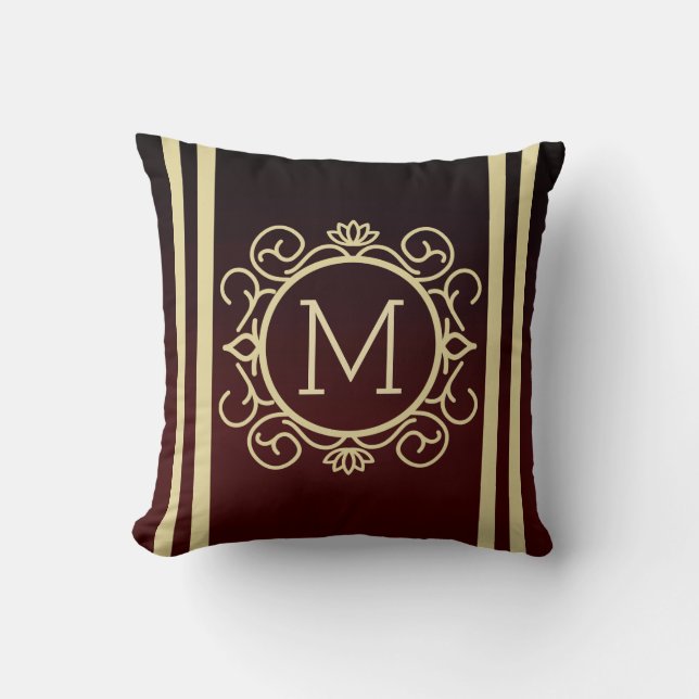 Retro Monogram Throw Pillow (Front)