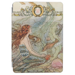 Retro Monogram Under the Sea Vintage Mermaid iPad Air Cover