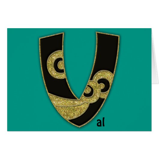 retro monogram - V Cards (Front Horizontal)