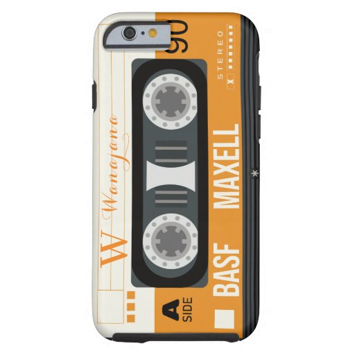 Retro Monogram Yellow Music Cassette Tape Pattern  Tough iPhone 6 Case