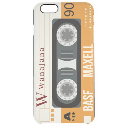 Retro Monogram Yellow Music Cassette Tape Pattern  Clear iPhone 6 Plus Case