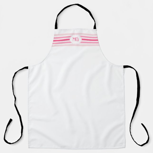 Retro Monogrammed Minimalist Stripes Apron (Front)
