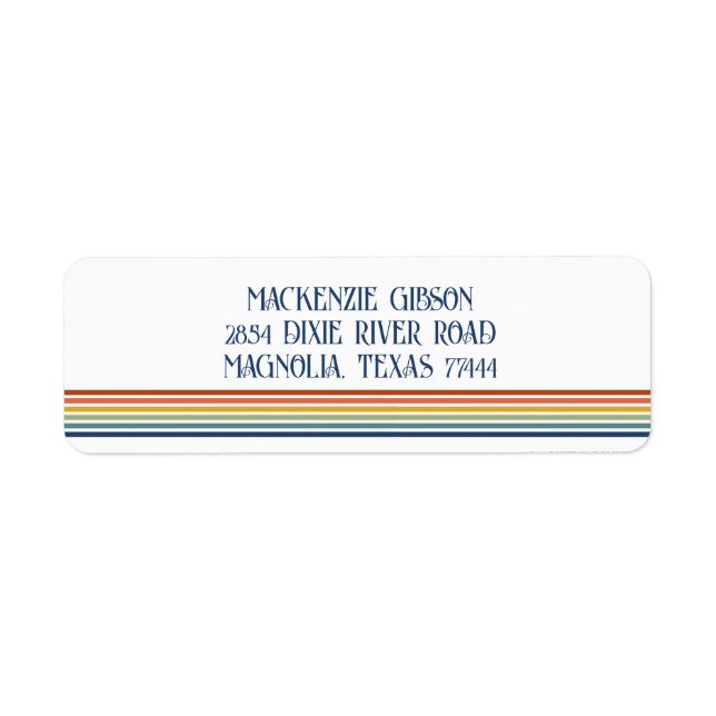 Retro Monogrammed Minimalist Stripes Label (Front)