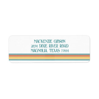 Retro Monogrammed Minimalist Stripes Label