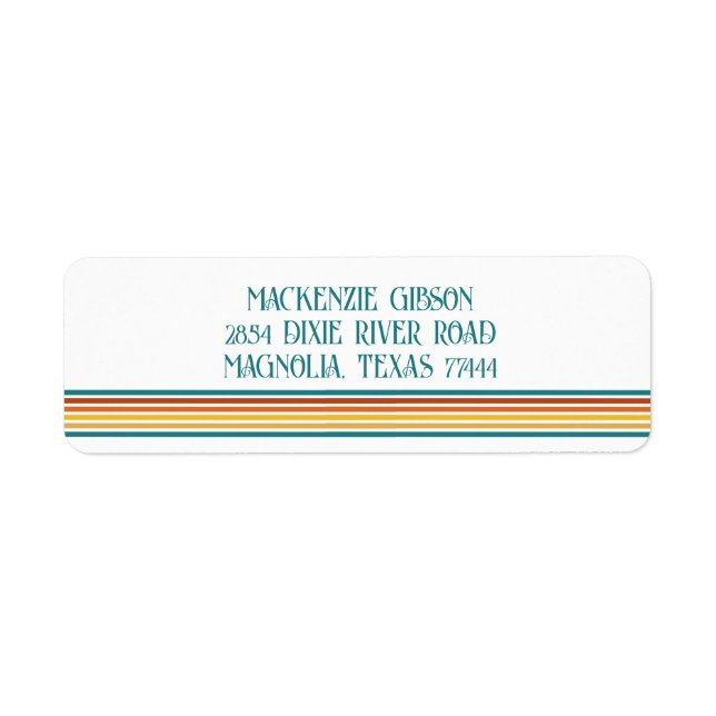 Retro Monogrammed Minimalist Stripes Label (Front)