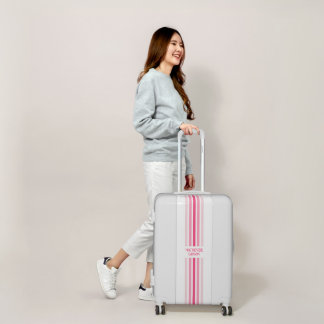 Retro Monogrammed Minimalist Stripes Luggage