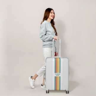 Retro Monogrammed Minimalist Stripes Luggage