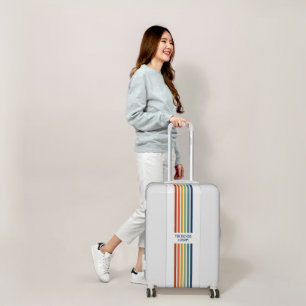 Retro Monogrammed Minimalist Stripes Luggage
