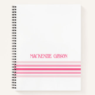 Retro Monogrammed Minimalist Stripes Notebook