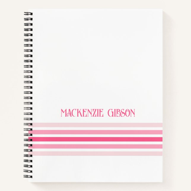 Retro Monogrammed Minimalist Stripes Notebook (Front)