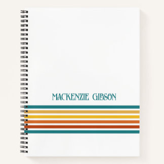 Retro Monogrammed Minimalist Stripes Notebook