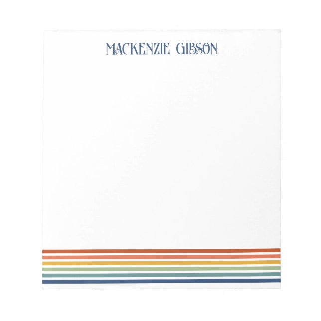 Retro Monogrammed Minimalist Stripes Notepad (Front)