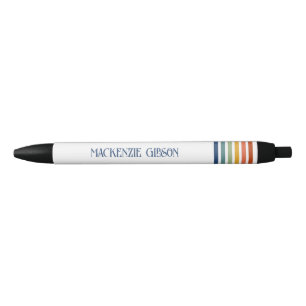 Retro Monogrammed Minimalist Stripes Pen