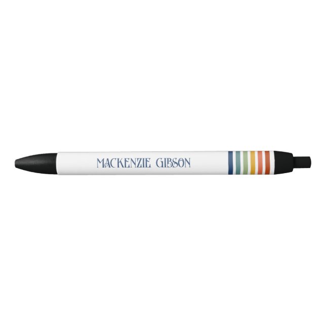 Retro Monogrammed Minimalist Stripes Pen (Front)