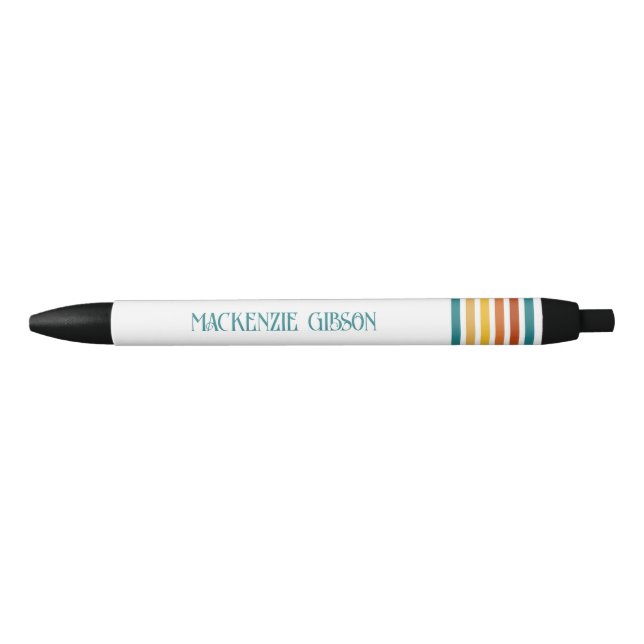 Retro Monogrammed Minimalist Stripes Pen (Front)