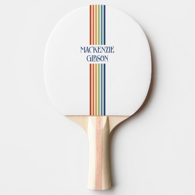 Retro Monogrammed Minimalist Stripes Ping Pong Paddle (Front)