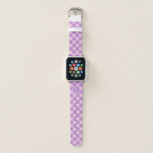 Retro Monogrammed Purple Pink Checkered Pattern Apple Watch Band