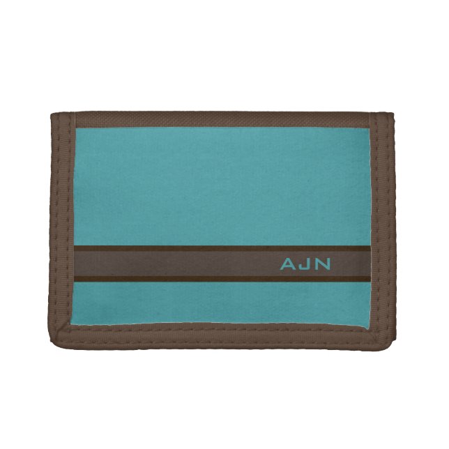 Retro Monogrammed Turquoise Wallet Gift (Front)