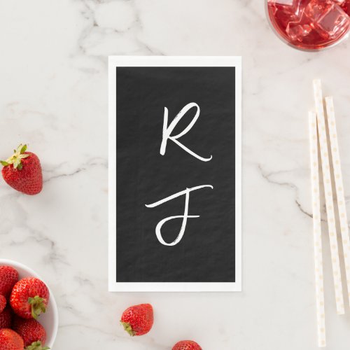 Retro Monograms Initial Letter Black White Wedding Paper Guest Towels