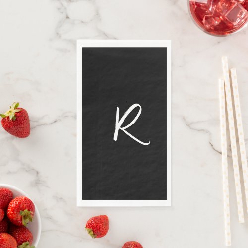 Retro Monograms Letter Black White Initial Wedding Paper Guest Towels