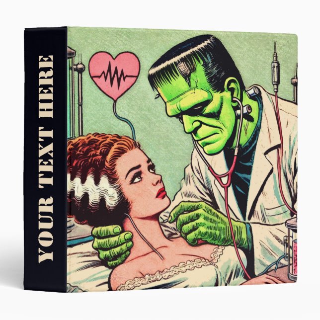 Retro Monster Love Comics 3 Ring Binder (Front/Spine)