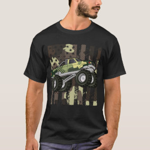 Retro Monster Truck Camo American Flag T-Shirt